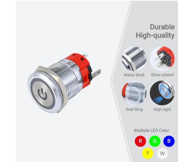 19 mm-es 3a nyomógombos kapcsoló
